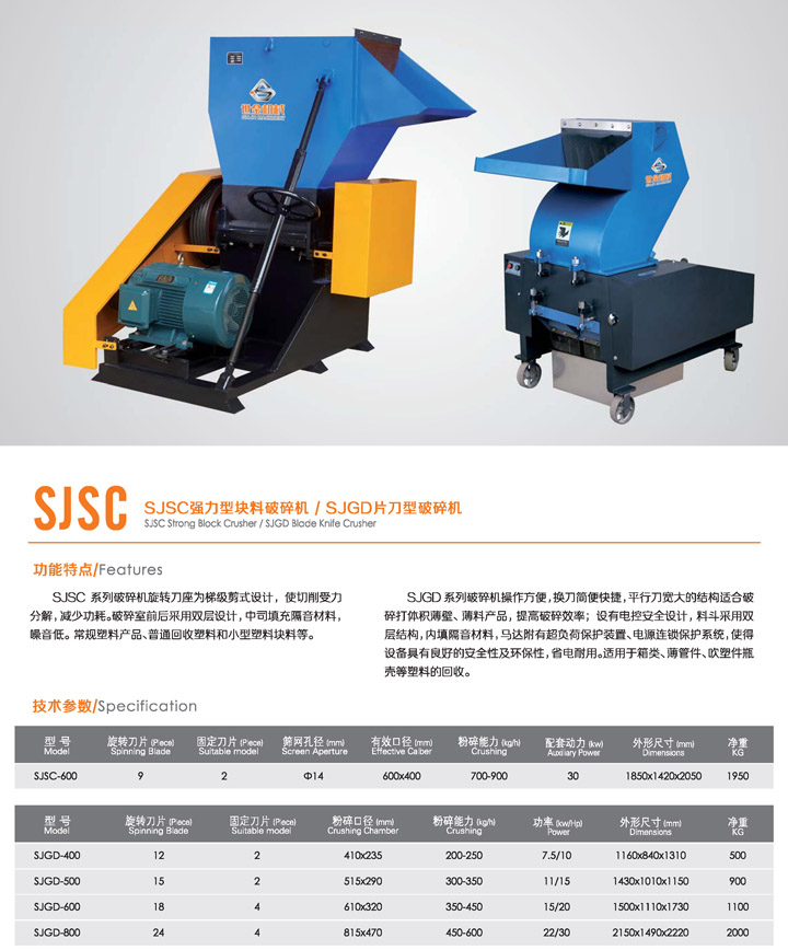 SJSC強(qiáng)力型塊料/SJGD片刀型破碎機(jī)